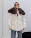 Noir cashmere milk parka with Finnish fox fur in Dark sable