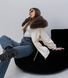 Noir cashmere milk parka with Finnish fox fur in Dark sable