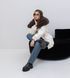 Noir cashmere milk parka with Finnish fox fur in Dark sable