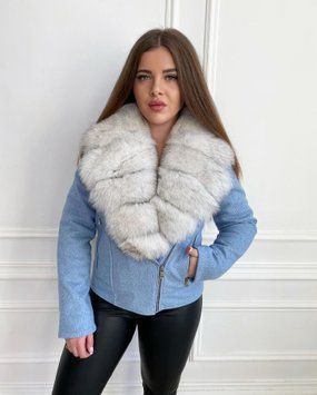 Косуха кашемір Блакитна із хутром Фінського Песця WI-KOS-FUR-BLAKYTNYI фото