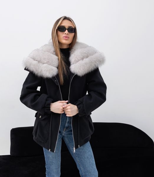 Парка Noir кашемір чорна з хутром Фінського Песця під Світлий Соболь WI-PARKA-NOIR-CASHM-BLACK-FINNISH-FOX-LIGHT фото