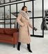 Biege long down jacket with Finnish fox fur in light sable
