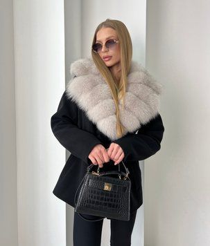 Isabella black cashmere coat with Finnish Fox fur