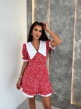 Red dress with collar