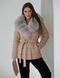Quilted beige jacket Emily with Finnish fox fur