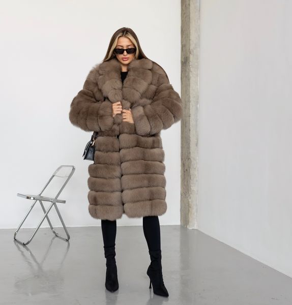 Шуба із хутра Фінського Песця під Світлий Соболь WI-FINPES-FUR-COAT-LIGHT-SABLE фото