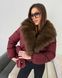 Wine puffer with Finnish fox fur in dark sable