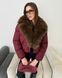 Wine puffer with Finnish fox fur in dark sable