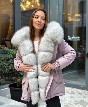 Парка пудрова з білим хутром Фінського Песця WI-PARKA-POWDERY-FINNISH-FOX-WHITE фото