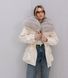 Noir cashmere milk parka with Finnish fox fur in light sable