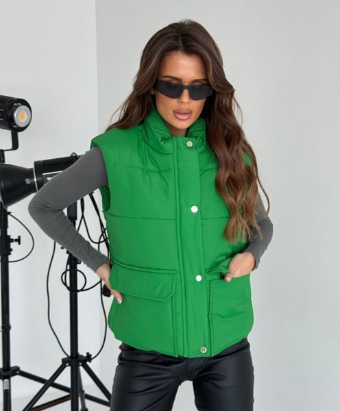 Sleeveless jacket velvet raincoat Green
