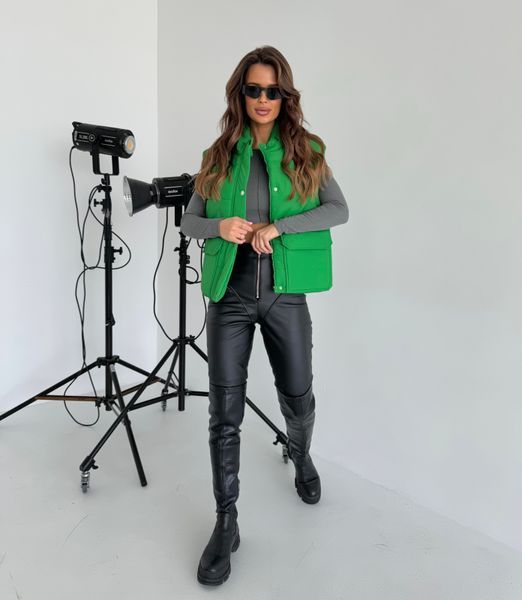 Sleeveless jacket velvet raincoat Green