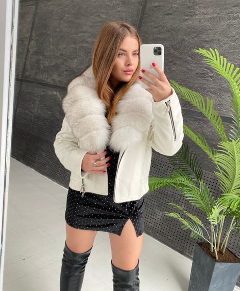Косуха кашемір Біла із хутром Фінського Песця WI-KOS-FUR-WHITE фото