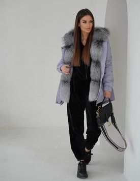 Парка лавандова з хутром Блюфрост Срібло WI-PARKA-LAVENDER-BLUEFROST-SILVER фото