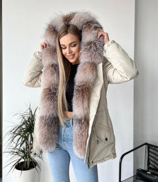 Парка ванільна з хутром Блюфрост Золото WI-PARKA-VANILLA-BLUEFROST-GOLD фото