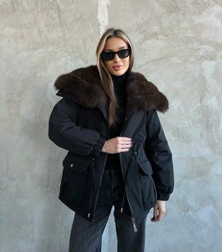 Парка Noir чорна з хутром Фінського Песця під Темний Соболь WI-PARKA-NOIR-BLACK-FINNISH-FOX-DARK фото
