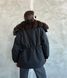 Noir black parka with Finnish fox fur in Dark sable
