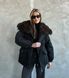 Noir black parka with Finnish fox fur in Dark sable