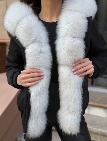 Бомбер чорний із хутром Фінського Песця BM-FIN-FUR-CHR фото