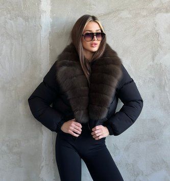 Black puffer with Finnish fox fur in dark sable