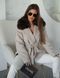 Bella beige cashmere coat with dark Finnish Fox fur