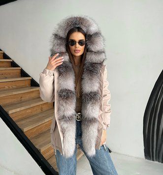 Парка бежева з хутром Блюфрост Золото WI-PARKA-BIEGE-BLUEFROST-GOLD фото