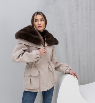 Парка Noir кашемір бежева з хутром Фінського Песця під Темний Соболь WI-PARKA-NOIR-CASHM-BIEGE-FINNISH-FOX-DARK фото