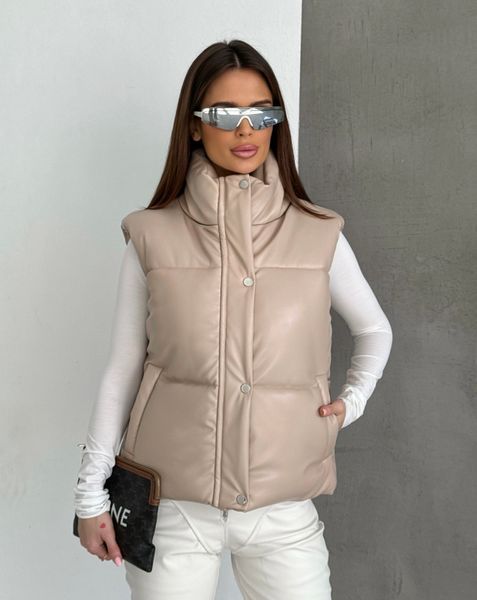 Sleeveless jacket Vegan Beige
