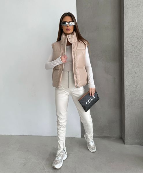 Sleeveless jacket Vegan Beige