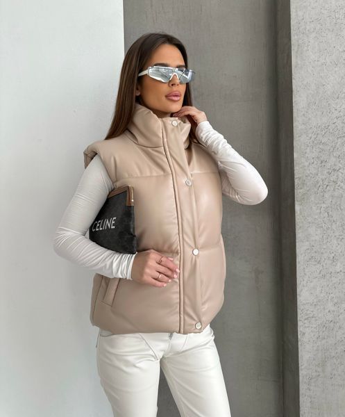 Sleeveless jacket Vegan Beige
