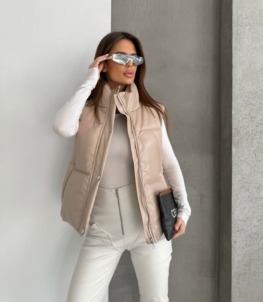 Sleeveless jacket Vegan Beige