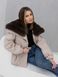 Noir cashmere biege parka with Finnish fox fur in Dark sable