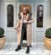 Biege long down jacket with Finnish fox fur in dark sable